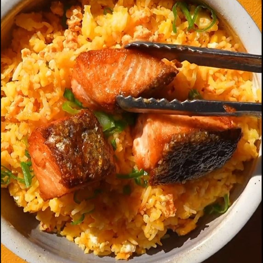 Golden Fried Rice with Salmon