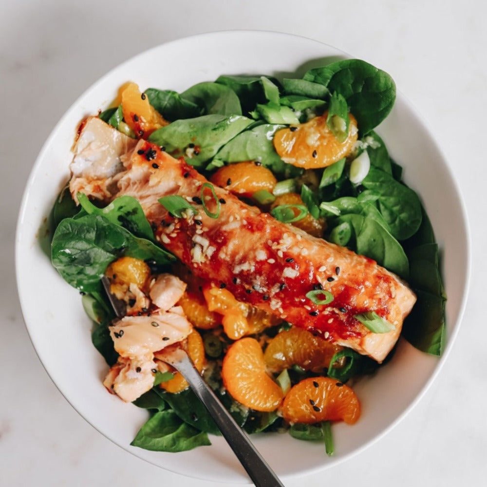 Asian Salmon Spinach Salad