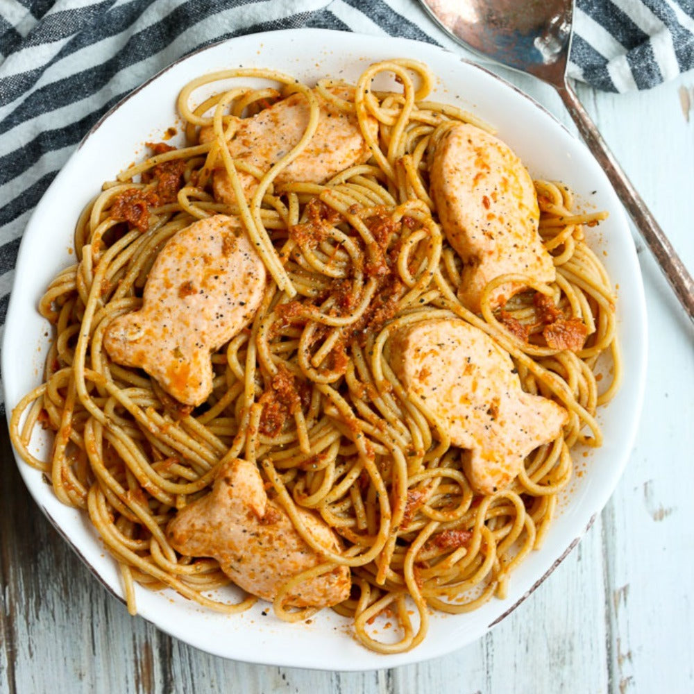 Happy Fish Pasta With Sun-Dried Tomato Pesto