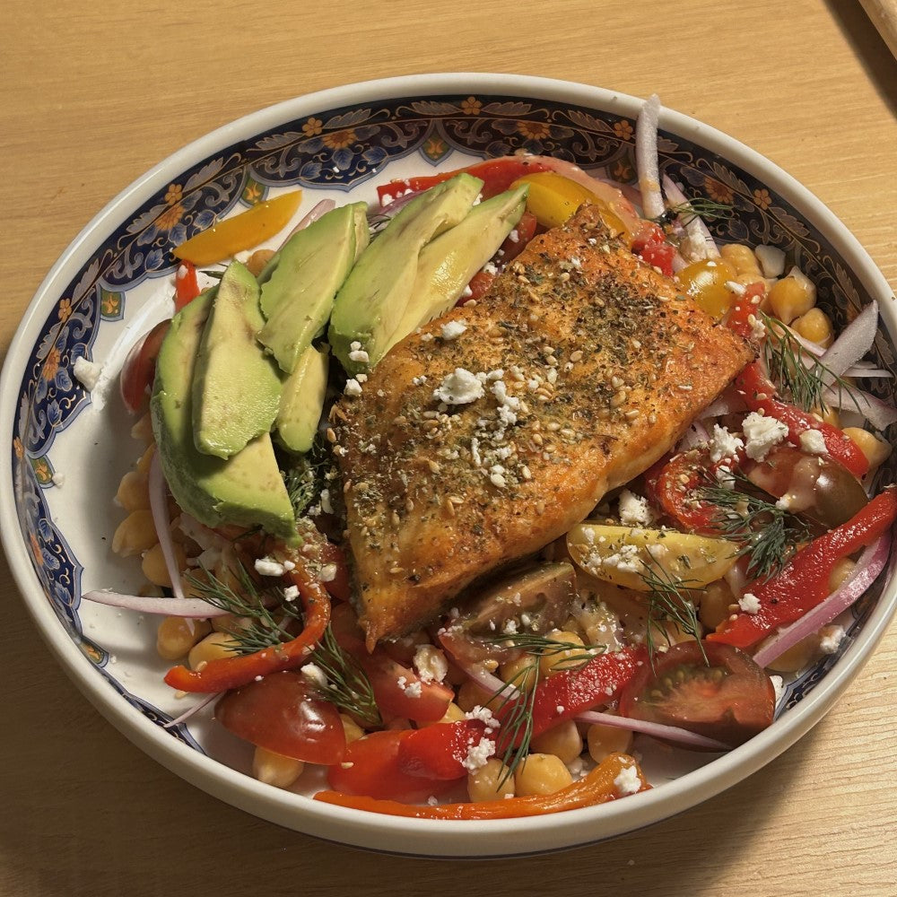 Za'atar Salmon & Chickpea Salad Bowl