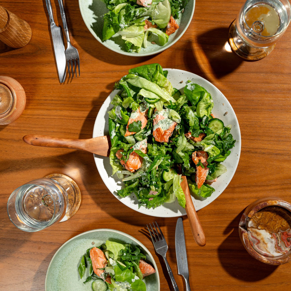 salmon salad with green goddess dressing Blackened salmon and green goddess wedge salad