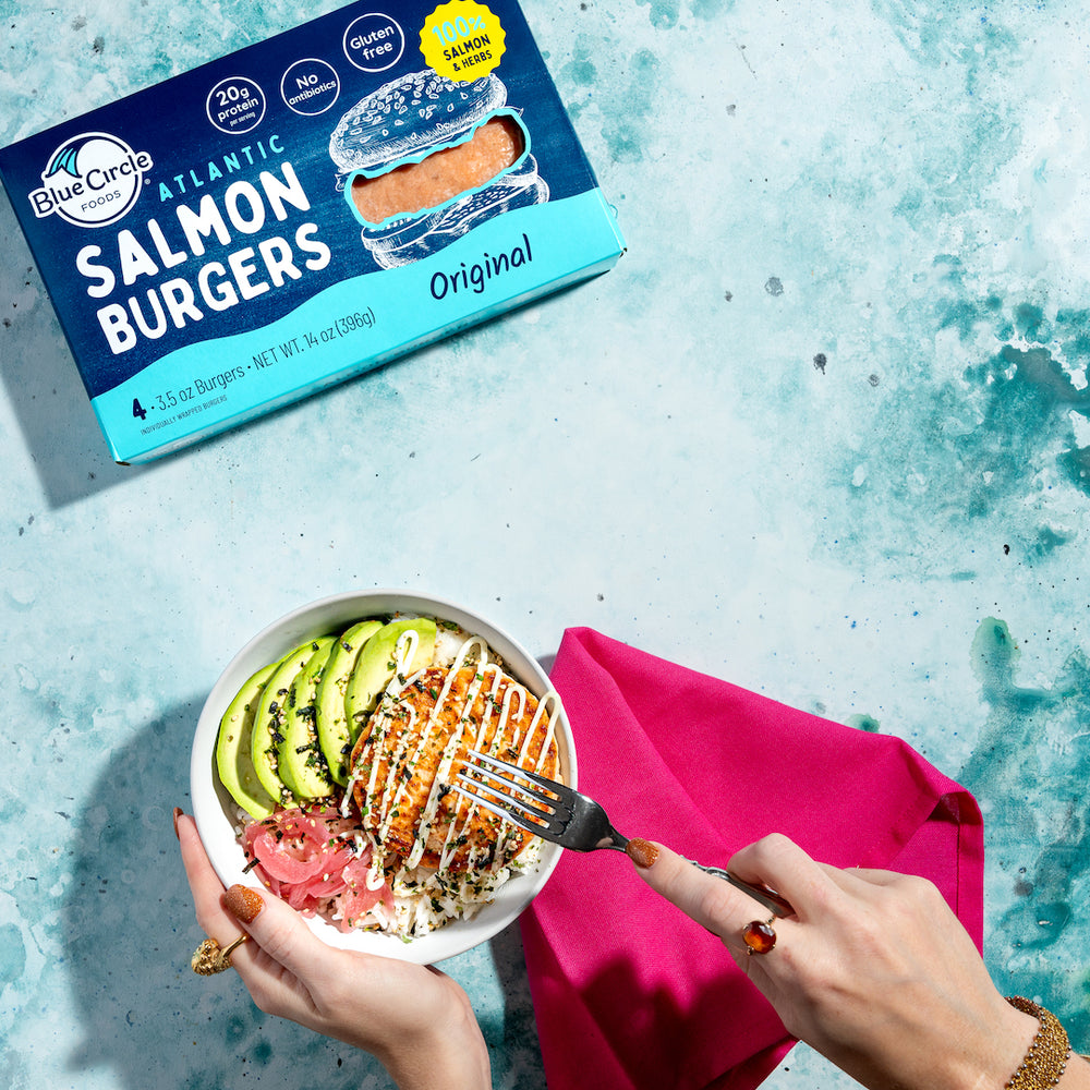 GRILLED SALMON BURGERS, From the WHOLE FOODS Frozen Section